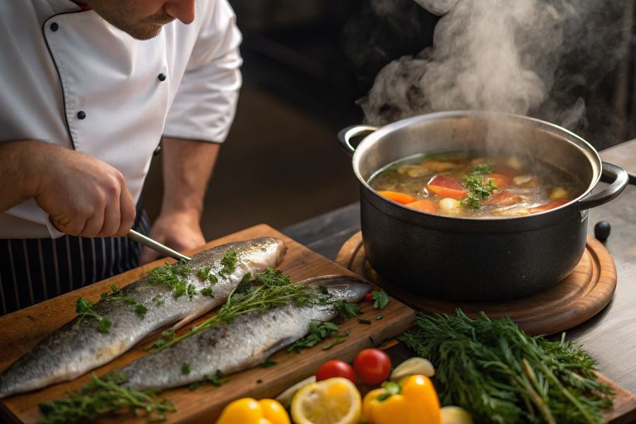 Idealny czas gotowania pstrąga na aromatyczną zupę rybną