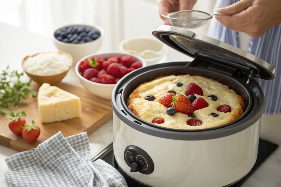 Delikatna zapiekanka twarogowa na parze w multicookerze - przepisy