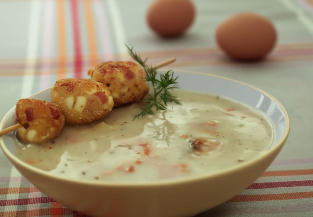 Barszcz biały z kotlecikami z jajek