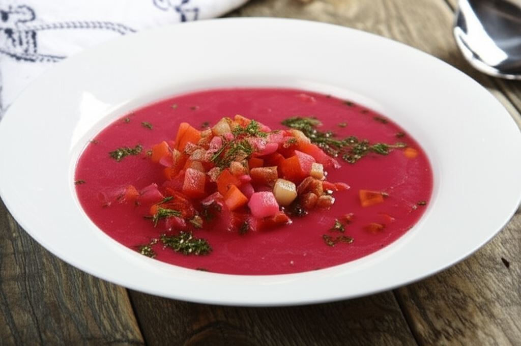 Barszcz czerwony zabielany z ziemniakami i boczkiem