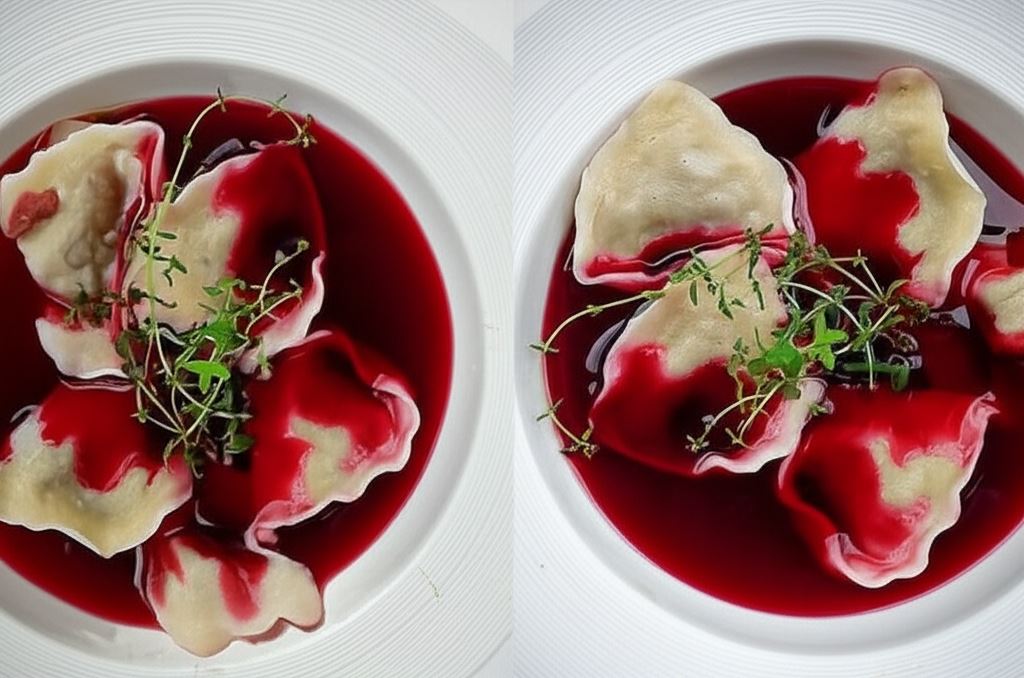 Barszcz z pierożkami z soczewicą