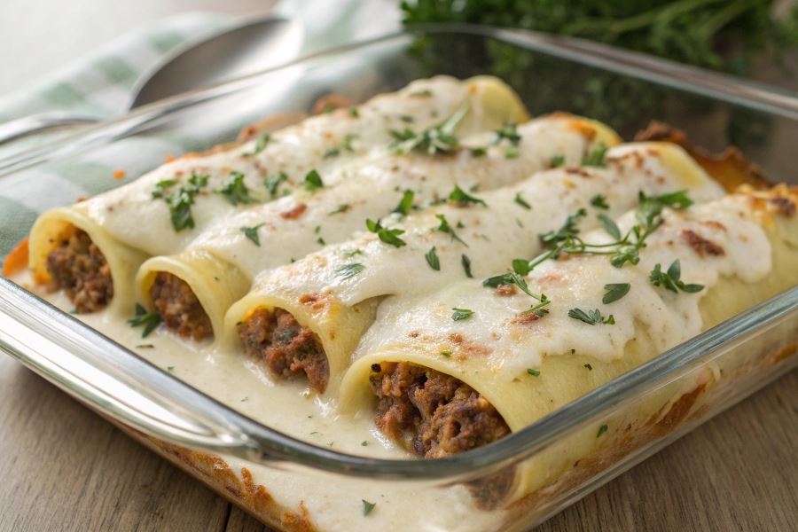 Cannelloni z mięsem mielonym i fetą