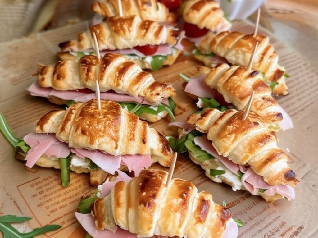 Croissant z szynką i rukolą