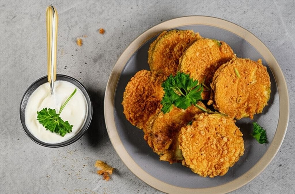 Cukinia w panierce z czosnkowym dipem