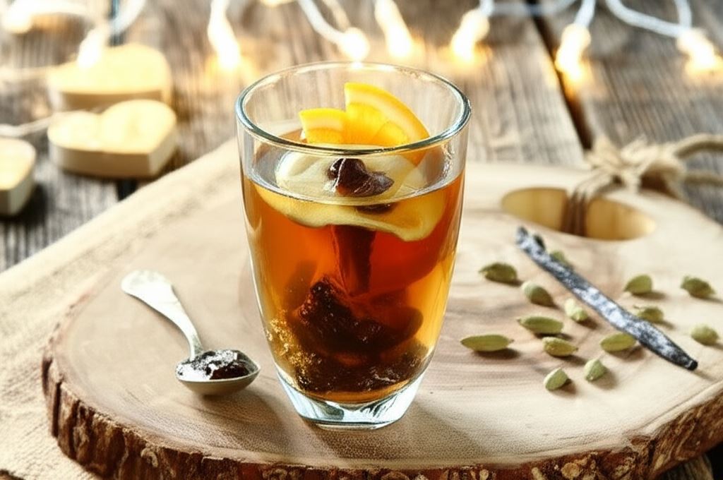 Czarna herbata z powidłami śliwkowymi i z miodem