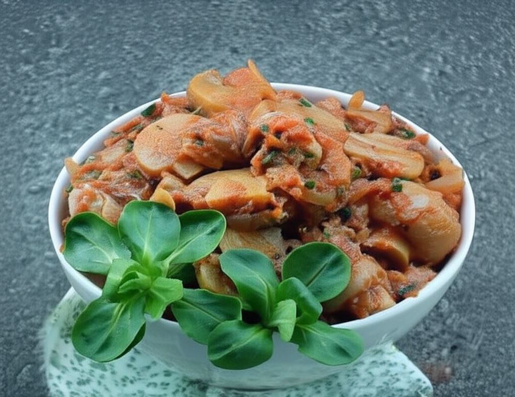 Czerwona sałatka pieczarkowo tuńczykowa