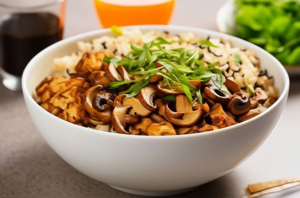 Danie z patelni z kurczakiem i pieczarkami