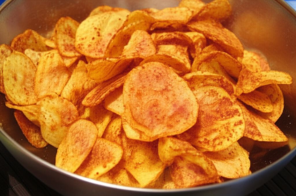 Domowe chipsy kartoflane z pikantnym dipem