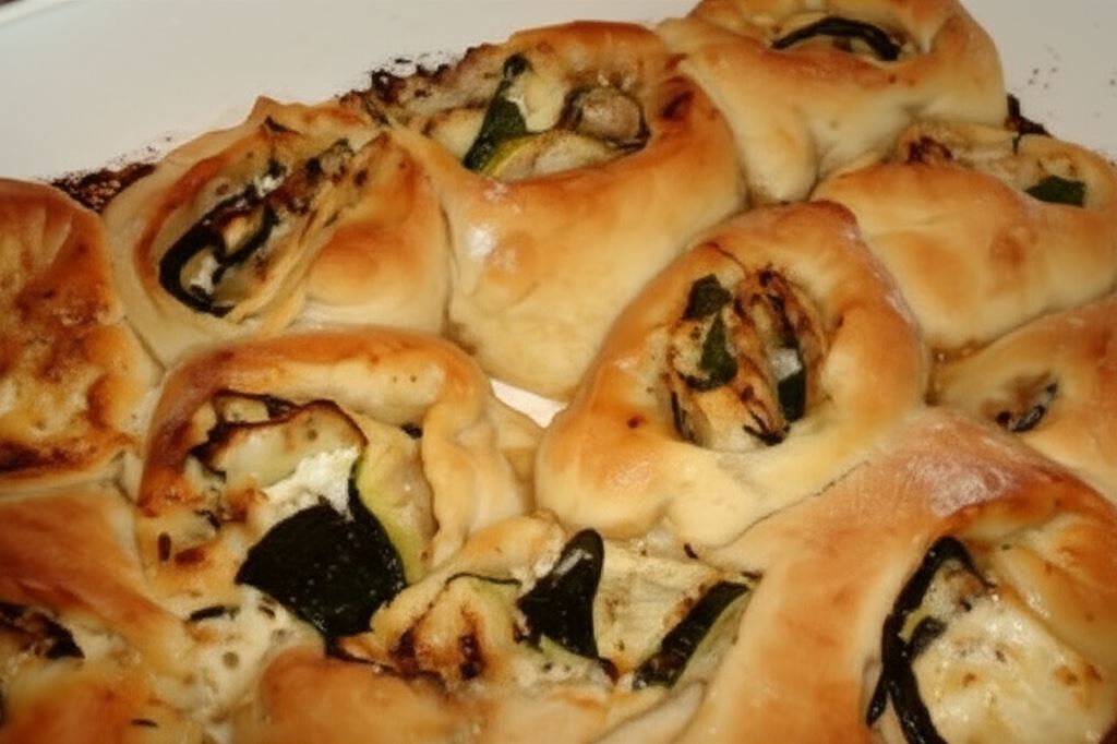 Drożdżowe roladki z cukinią i serem feta