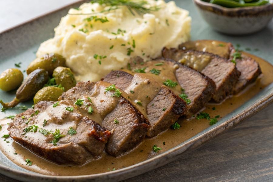 Duszona wątróbka wieprzowa