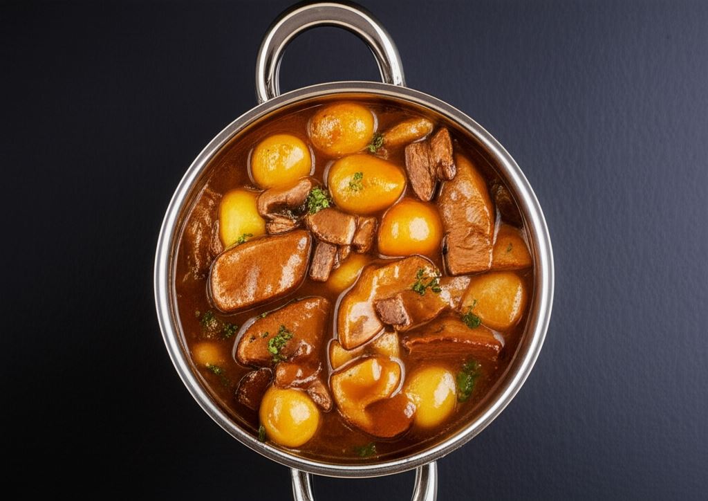 Duszona wołowina z pieczarkami