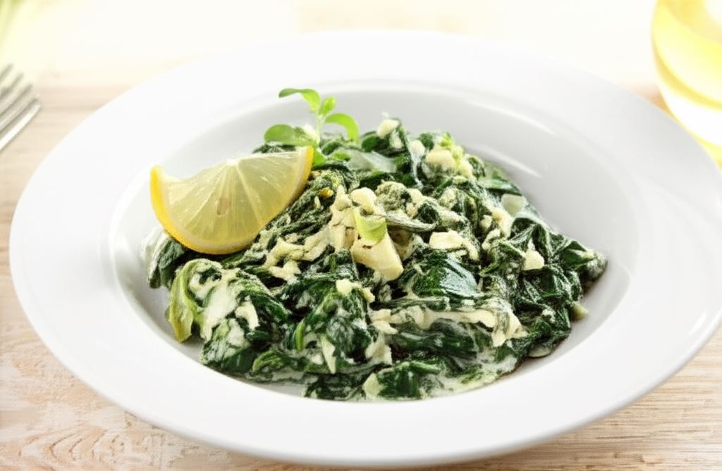 Duszony szpinak z czosnkiem