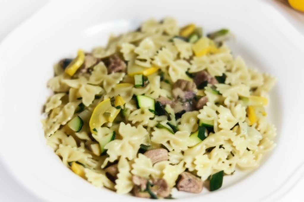 Farfalle z cukinia i wieprzowiną