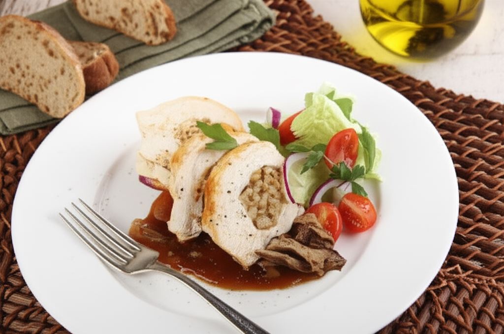 Faszerowane piersi z kurczaka z pęczakiem i grzybami