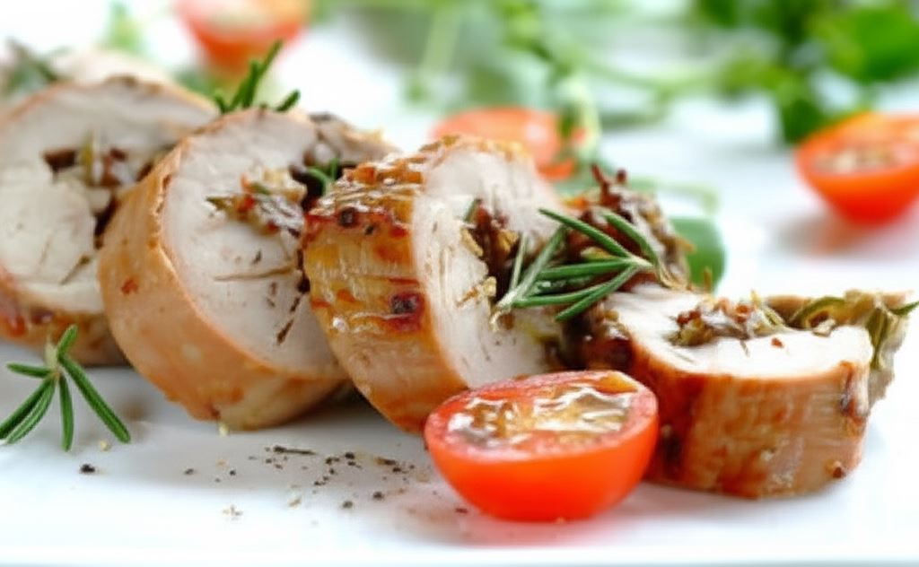 Filet wieprzowy faszerowany ziołami i orzechami