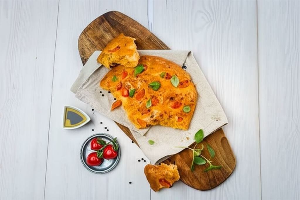 Focaccia pachnąca ziołami i pomidorami