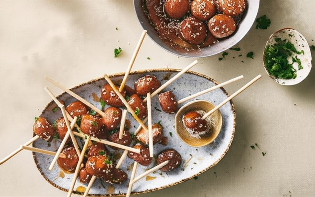 Glazurowane lizaki z roślinnych klopsików