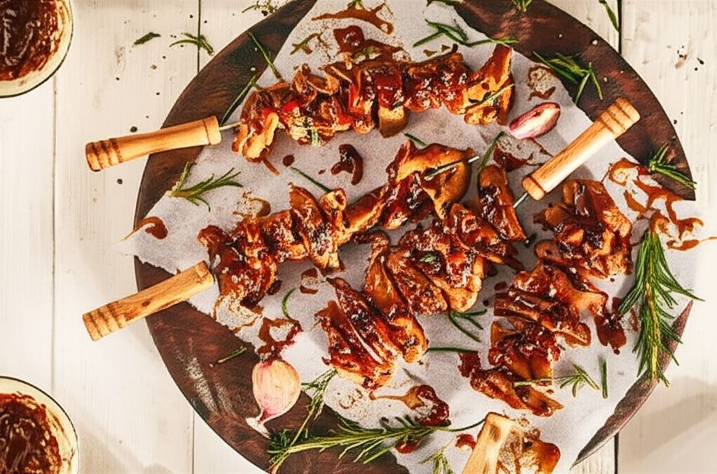 Glazurowane szaszłyki z roślinnego a'la kurczaka