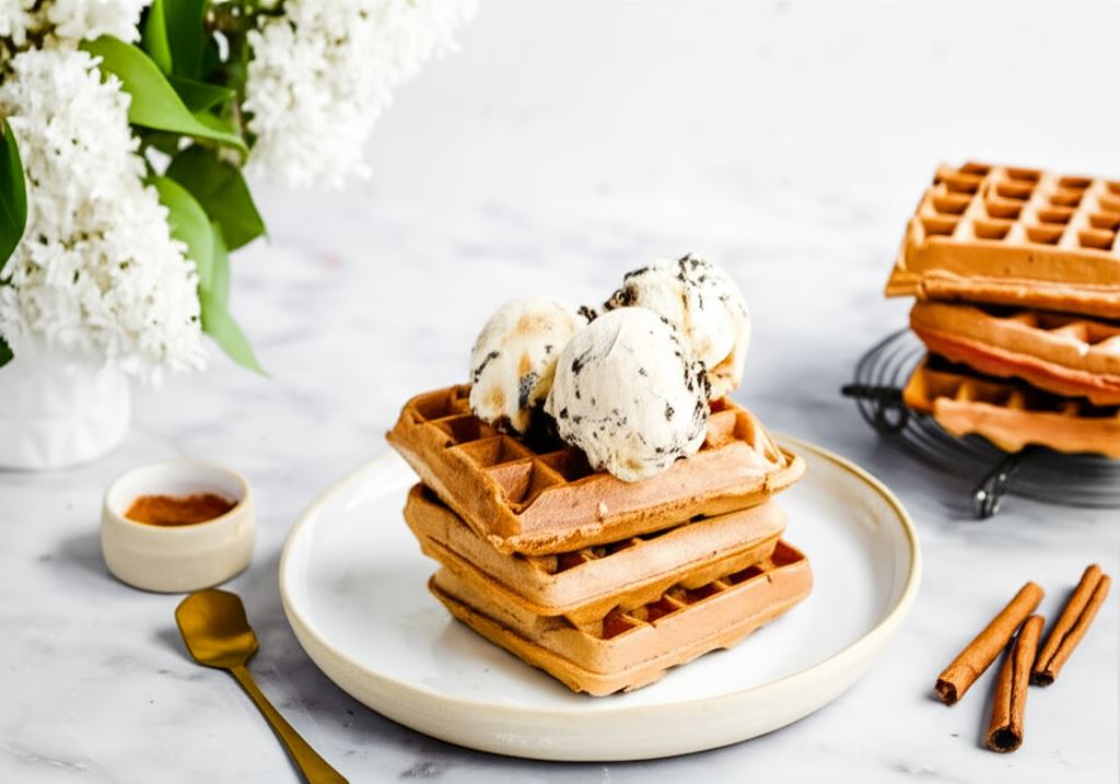 Gofry cynamonowe z lodami