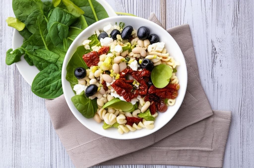 Grecka sałatka makaronowa z suszonymi pomidorami