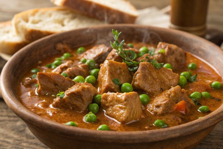 Gulasz wieprzowy z groszkiem