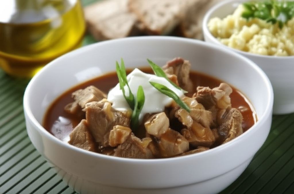 Gulasz wieprzowy z szynki z kaszą kuskus