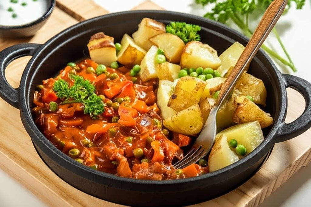 Gulasz z pieczonymi ziemniakami