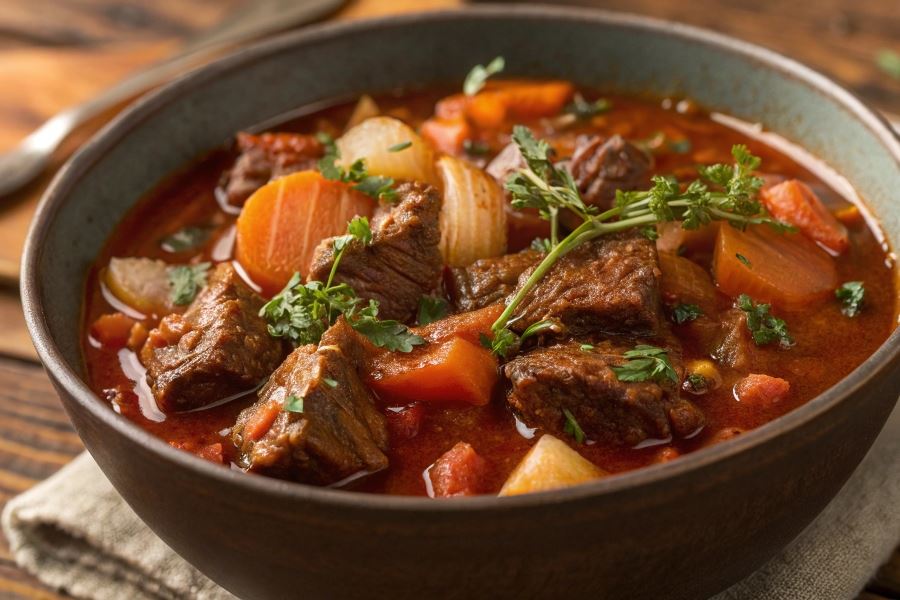 Gulasz z serc z warzywami