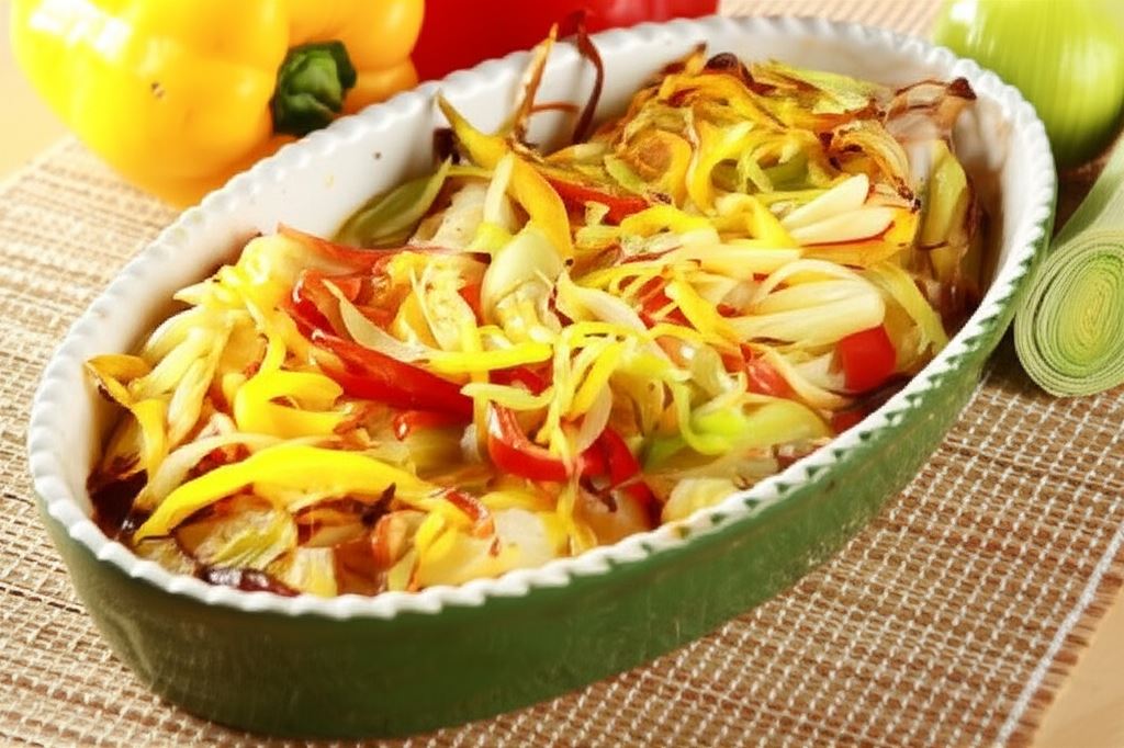 Halibut pieczony z warzywami