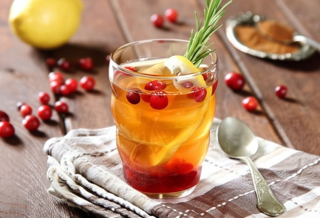 Herbata z syropem żurawinowym i rozmarynem