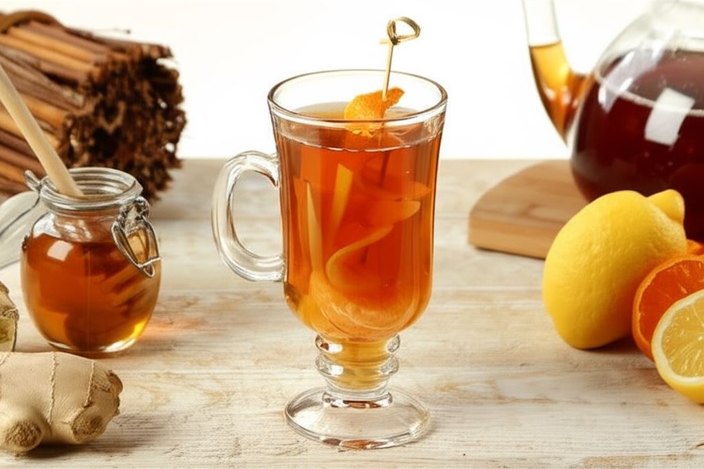 Imbirowa herbata z miodem i mandarynką