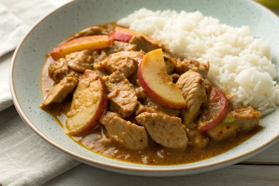Indyk duszony z jabłkiem