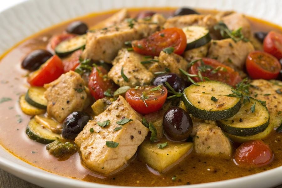 Indyk z cukinią i oliwkami