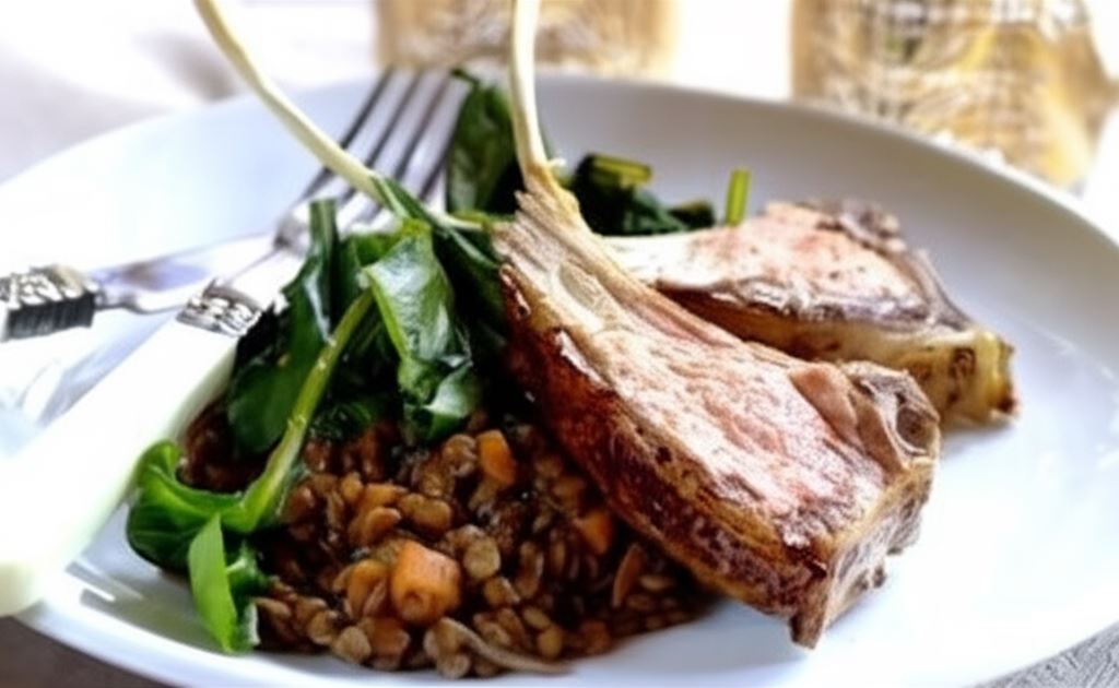 Jagnięce kotleciki z grilla z soczewicą