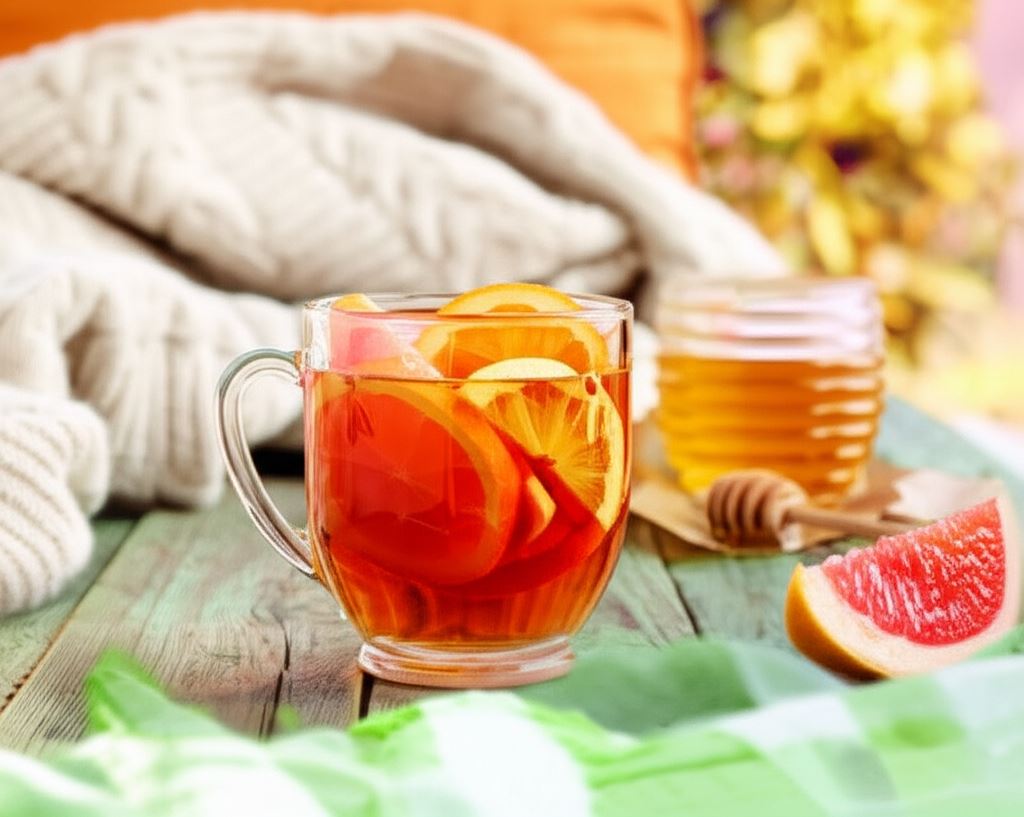 Jesienna herbata z miodem i owocami
