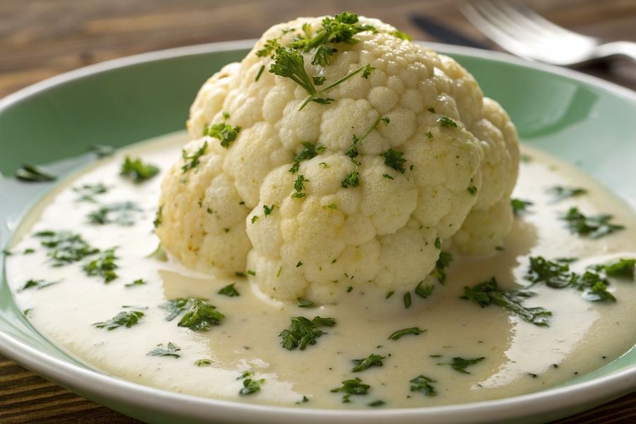 Kalafior na gorąco w sosie ziołowym