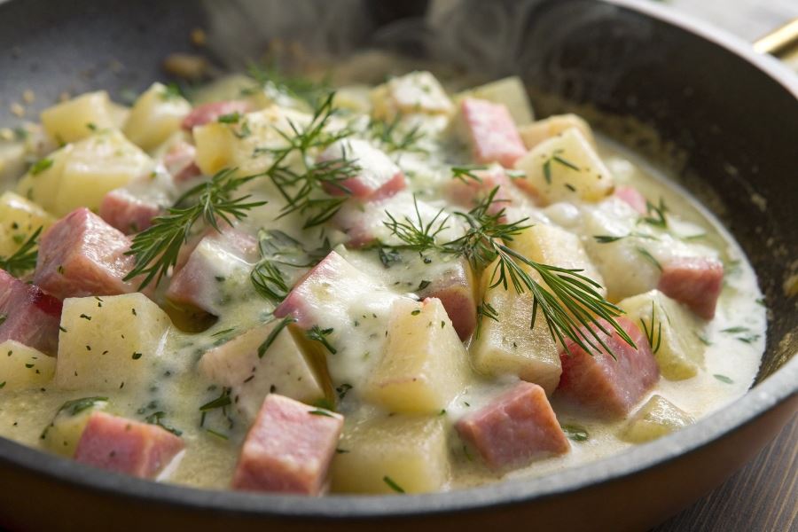 Kalarepa i szynka na ciepło