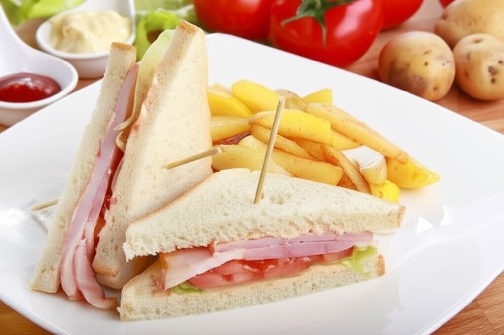 Kanapka klubowa z boczkiem i szynką z indyka