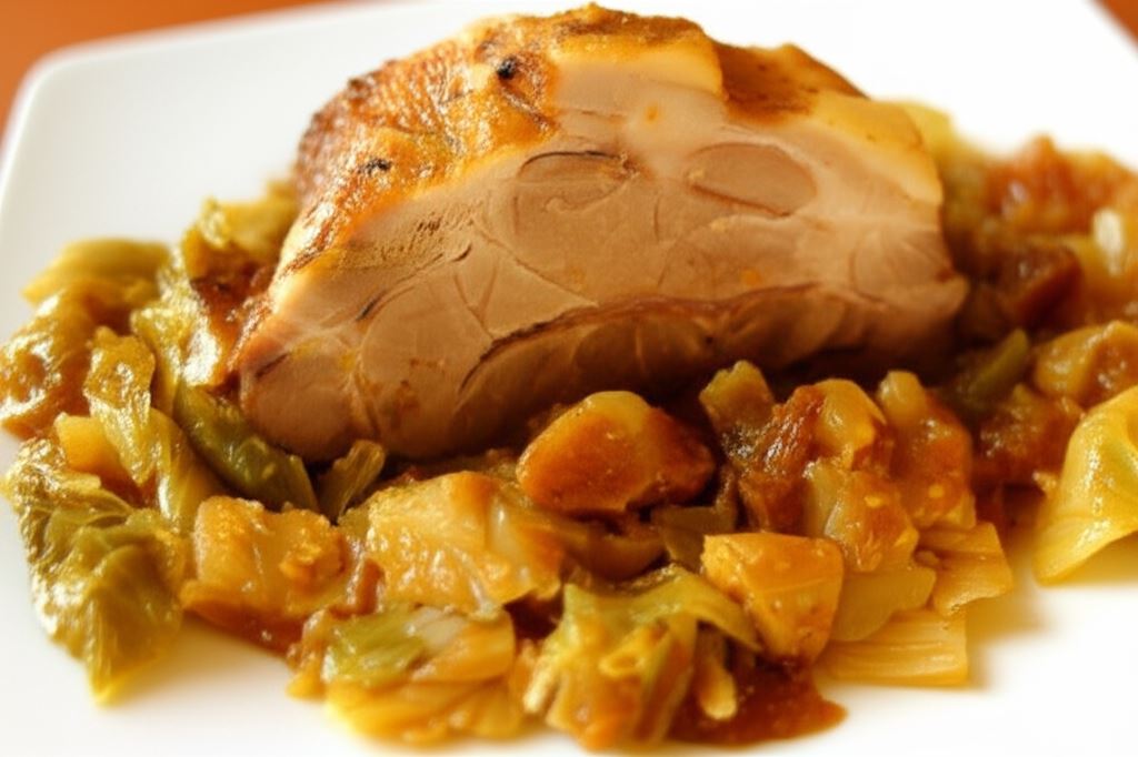 Karkówka pieczona z młodą kapustą