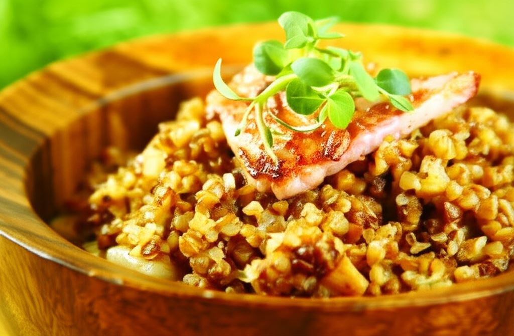 Kasza gryczana z wędzonym boczkiem na sypko