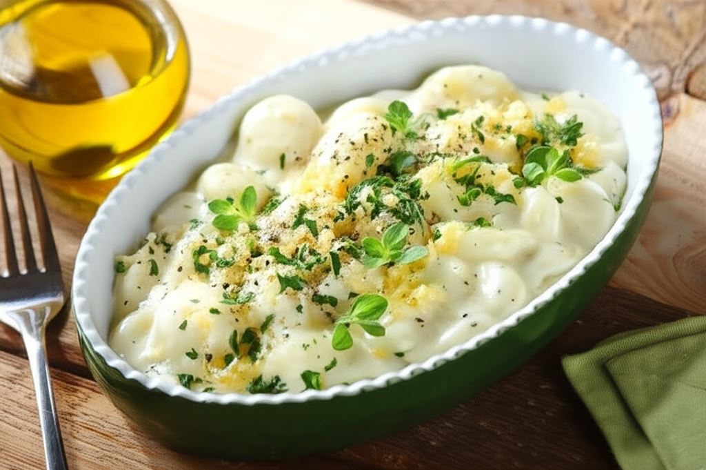 Kluski gnocchi w sosie serowym