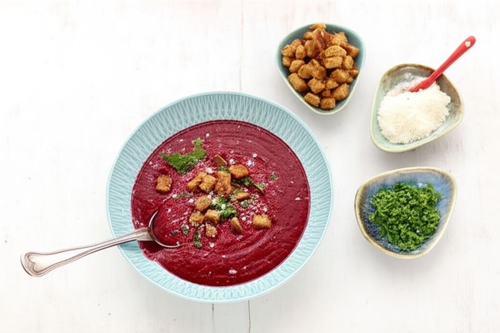 Krem buraczkowy z grzankami