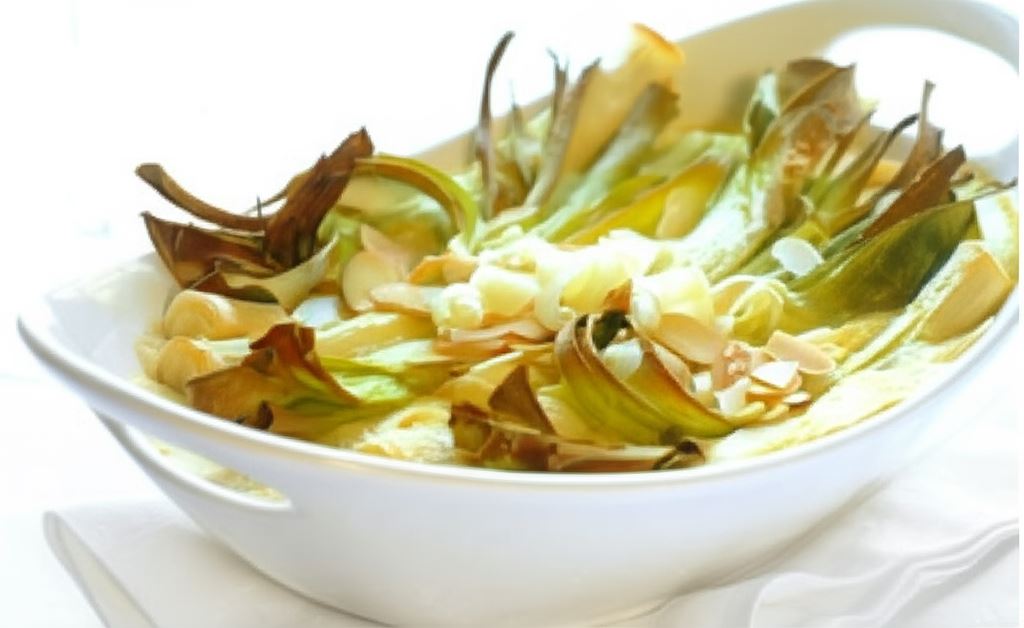 Kremowy por z serem i migdałami