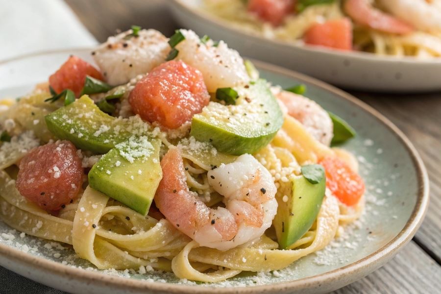 Krewetki z awokado i grejpfrutem