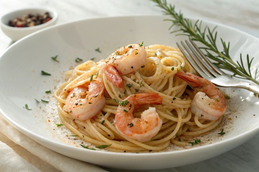 Krewetki z makaronem