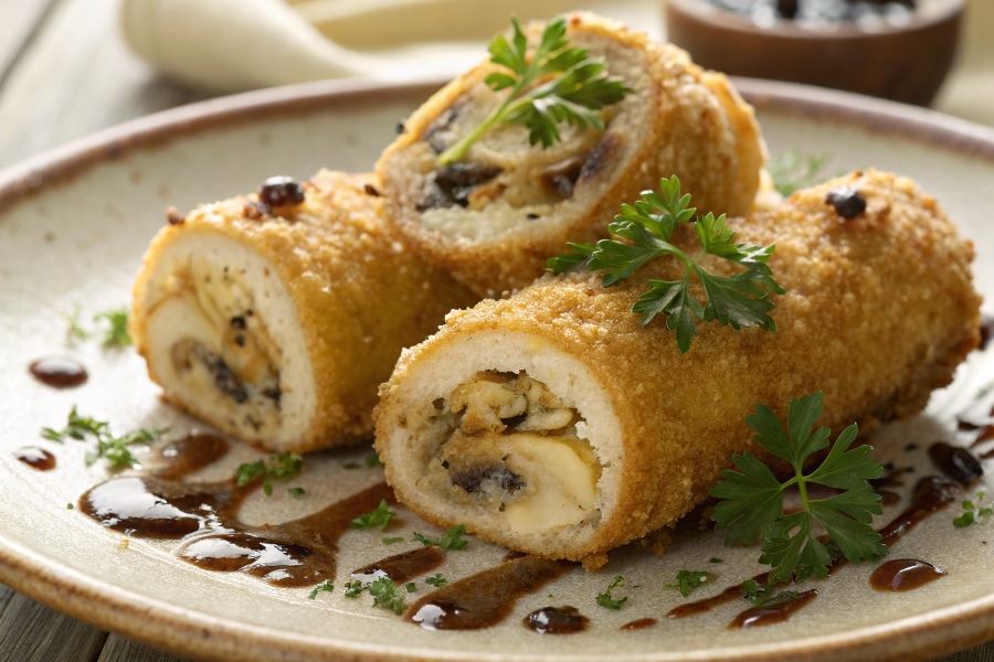 Krokiety z jajkami i grzybami