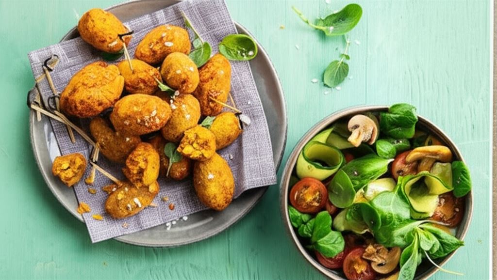 Krokiety ze słodkich ziemniaków z sałatką