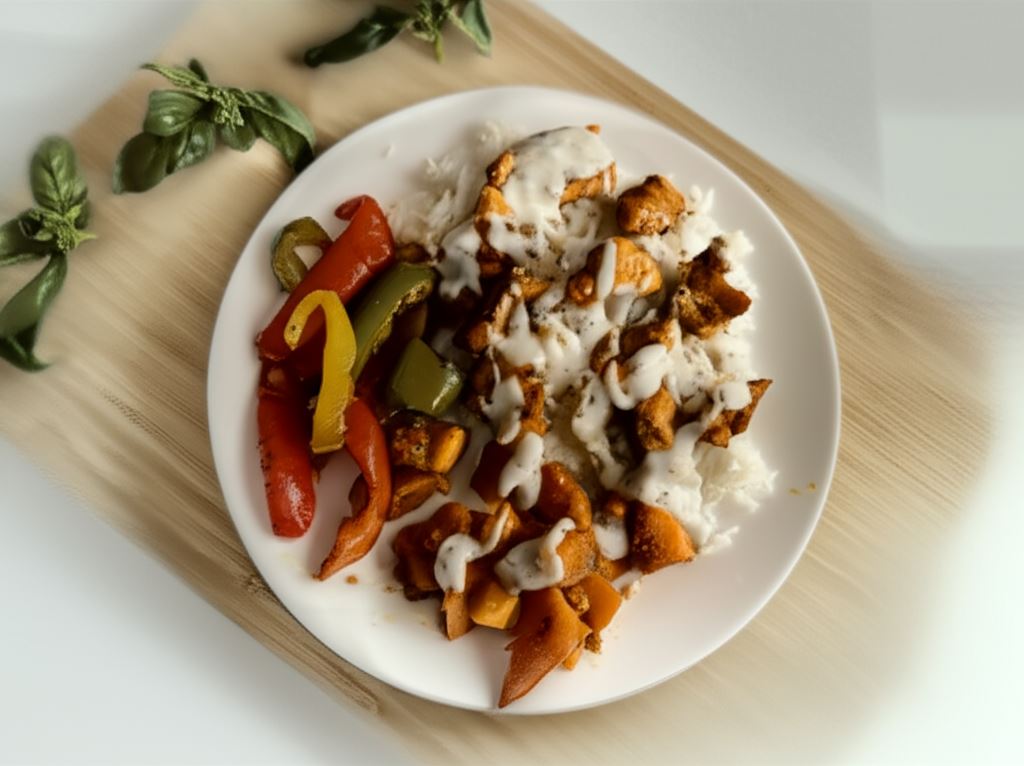 Kurczak w sosie pieczarkowym z warzywami