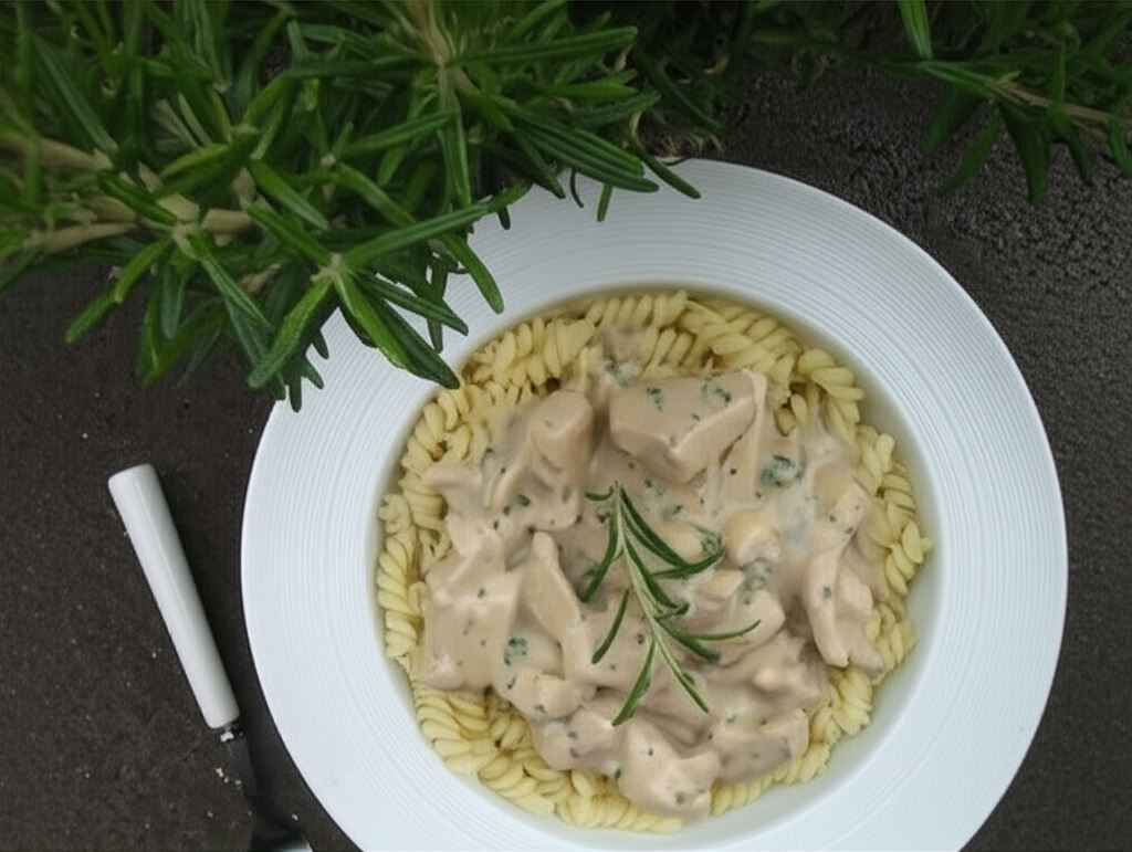 Kurczak w sosie serowo - śmietanowo - grzybowym