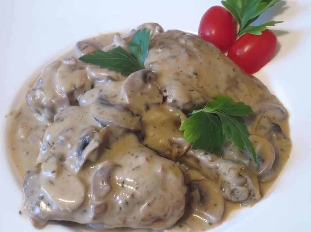 Kurczak w sosie śmietanowo-pieczarkowym